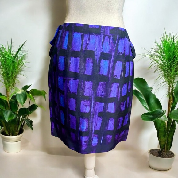 NWT Moschino Couture Purple & Black Abstract Print Bow Detail Mini Skirt Size 8 - Picture 10 of 16